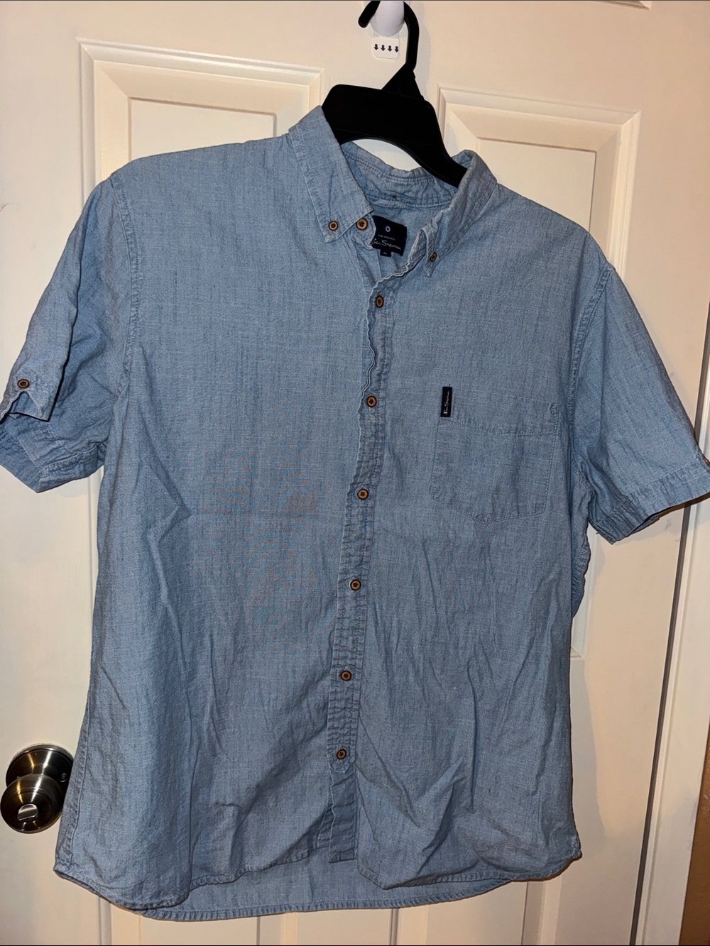 Ben Sherman Light Blue Short Sleeve Button-Down Casual 100% cotton Shirt XL